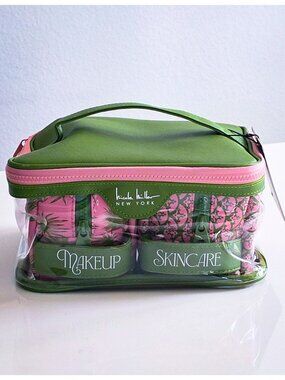Nicole Miller 3PC Makeup & Skincare Bag Set Clear Travel Cosmetic Organizer